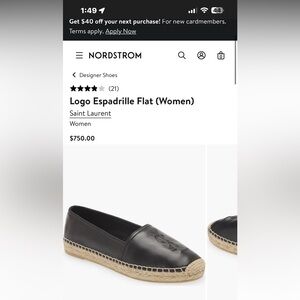 Saint Laurent Black Logo Espadrilles